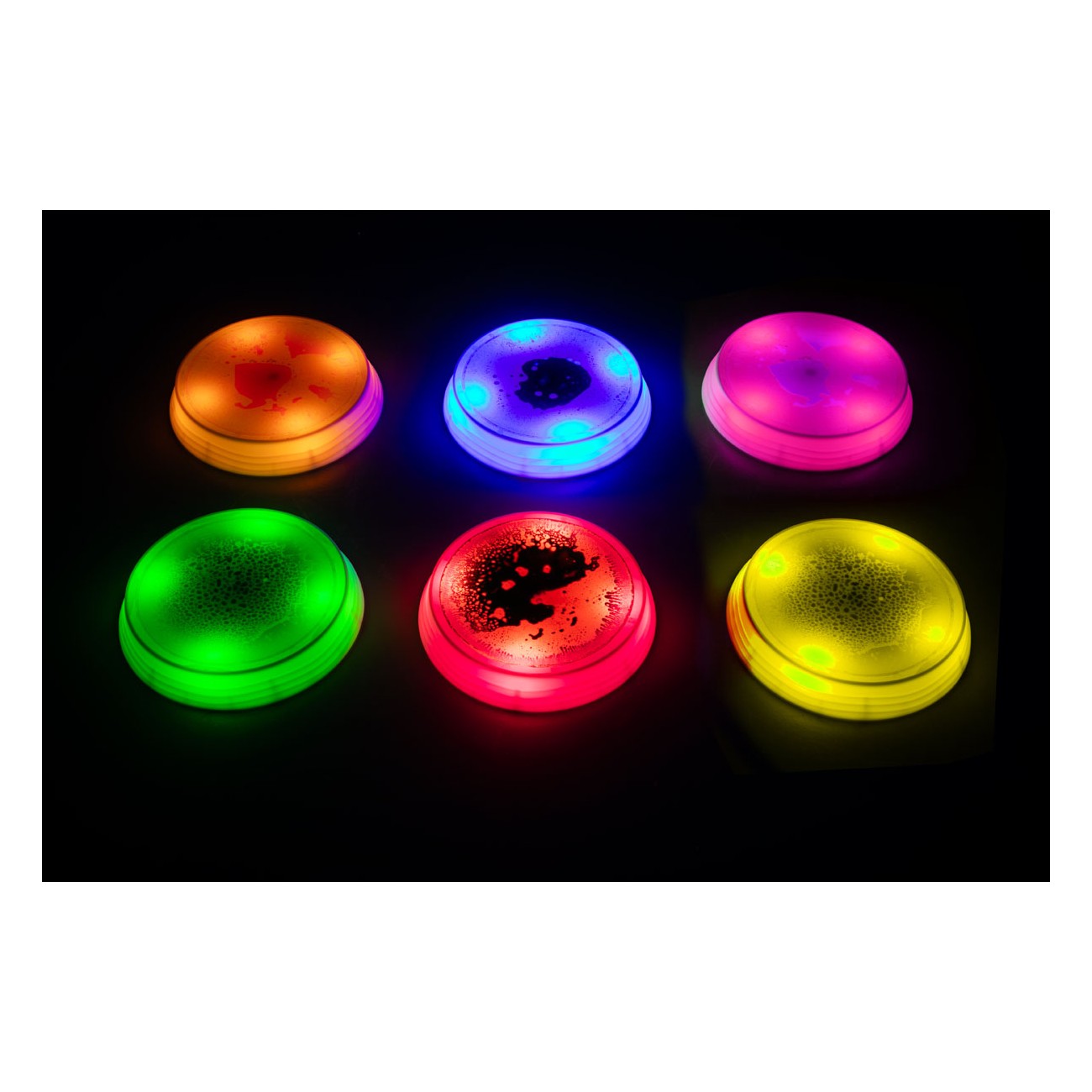 Bases Redondas Sensoriales con Líquido e Iluminación LED - Set de 6