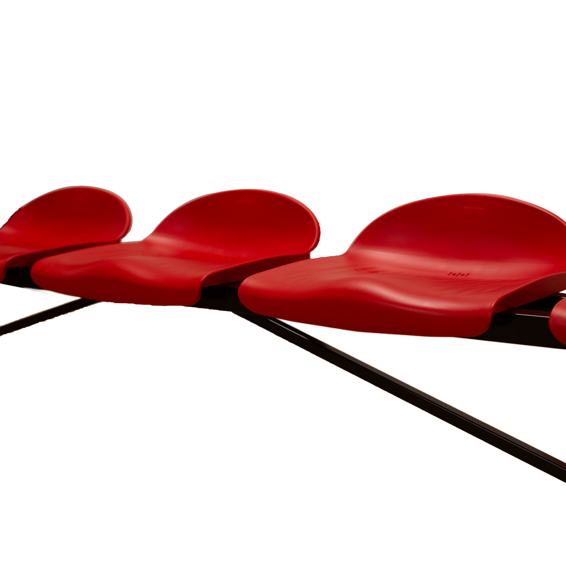 Banco metálico con asientos rojo pvc -5 plazas-respaldo bajo - Imagen 2