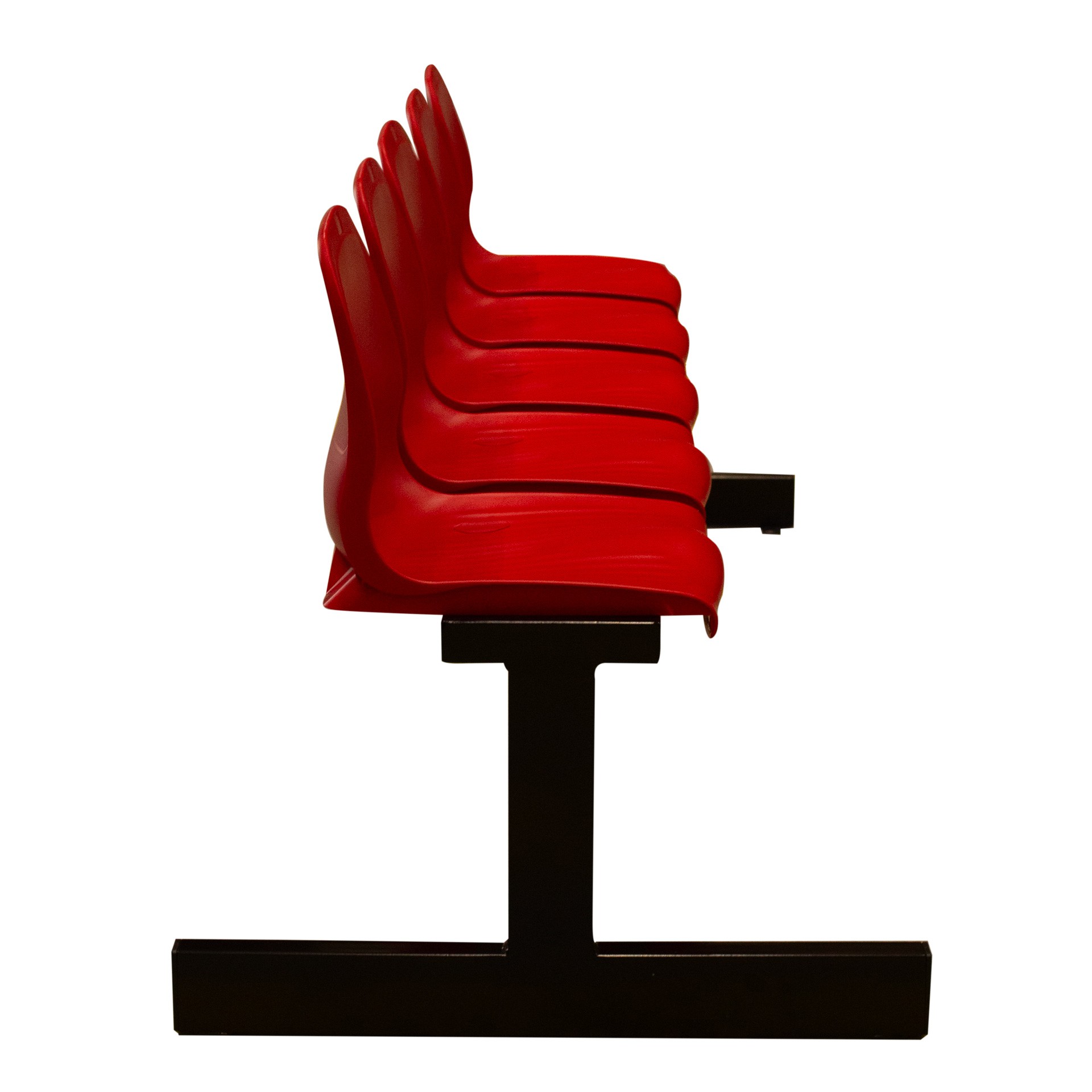 Banco metálico new con asiento rojo pvc -5 plazas-respalto alto - Imagen 4