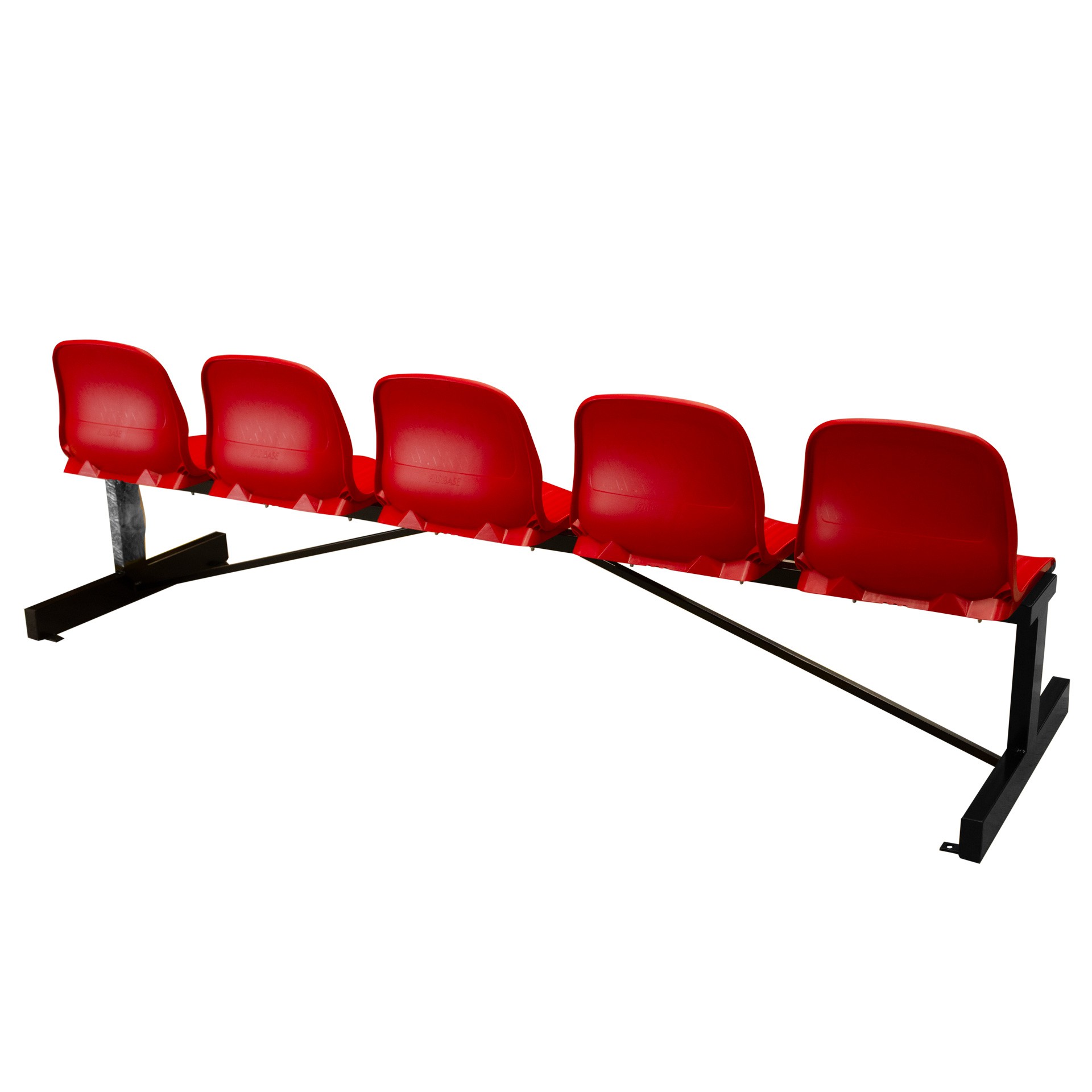 Banco metálico new con asiento rojo pvc -5 plazas-respalto alto - Imagen 5