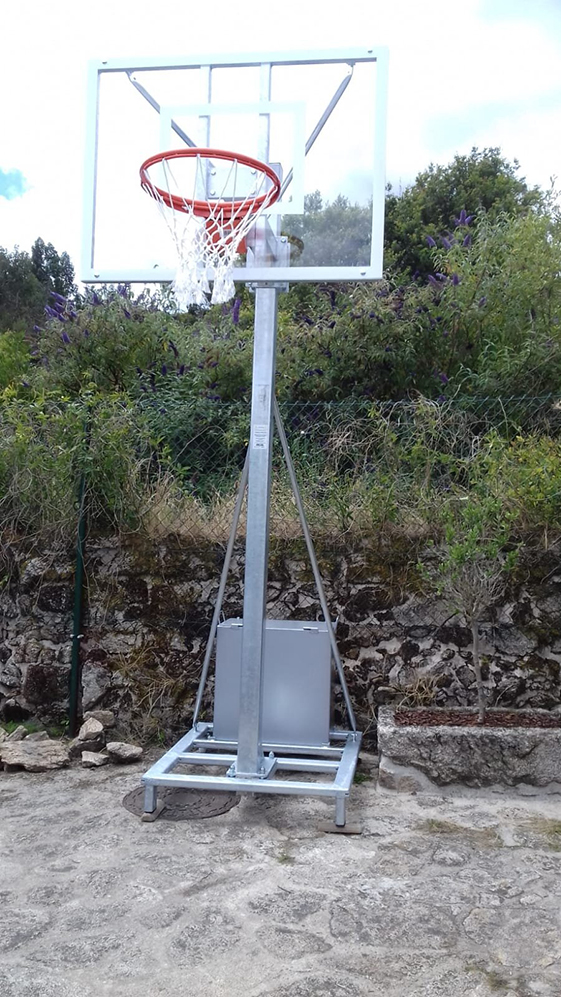 Jgo canastas galvanizadas minibasket deluxe monotubo trasladables 2 ruedas con carro -sin tableros, aros y redes