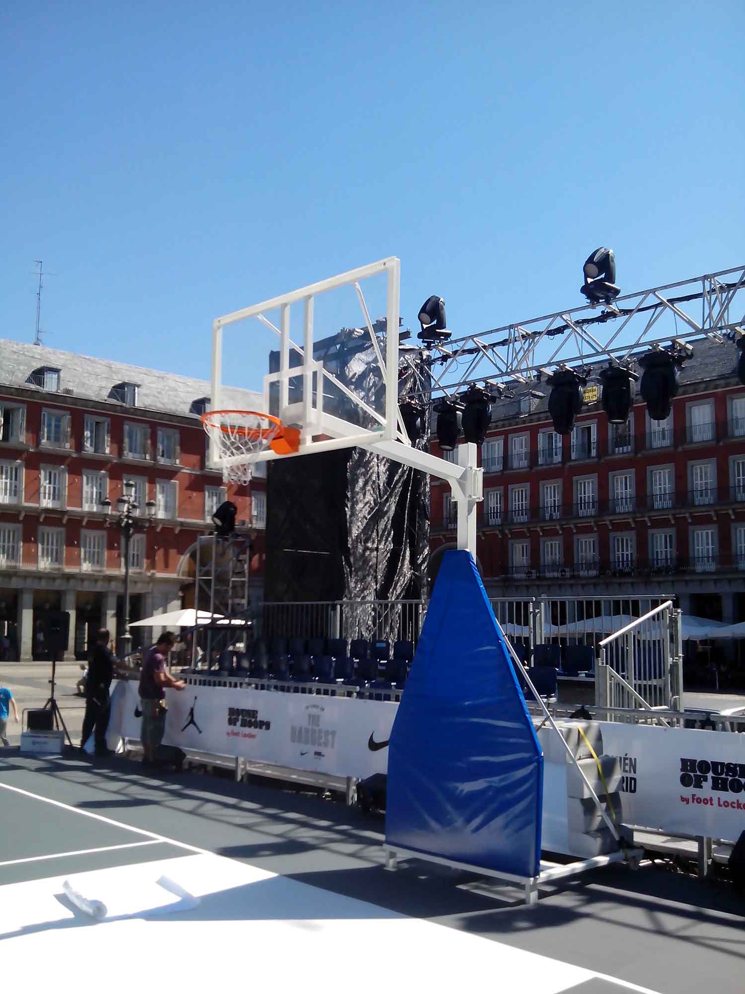 Juego de 2 canastas baloncesto deluxe monotubo tubo 100 trasladable 2 ruedas con carro -sin tablero, aro - Imagen 5