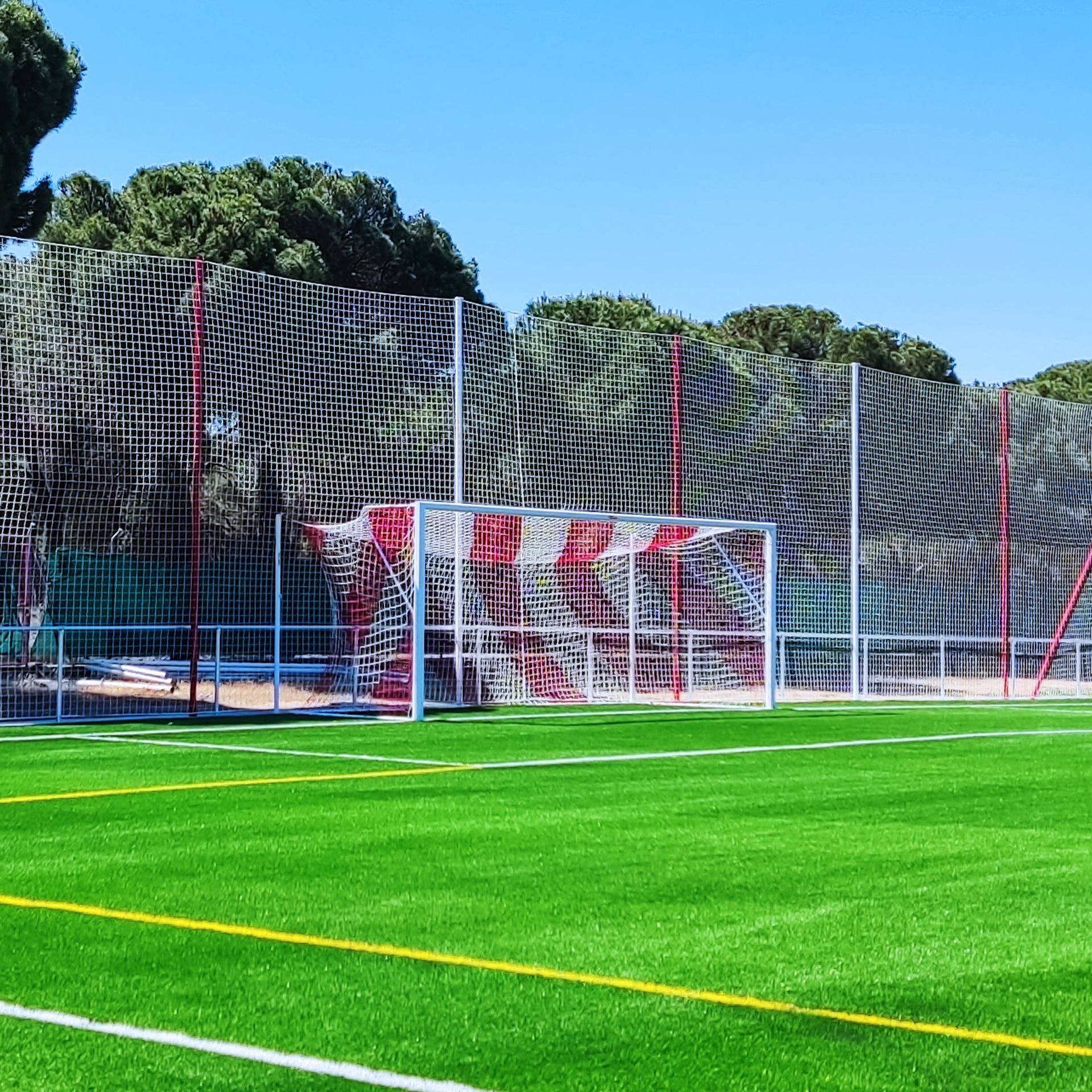 Juego de 2 redes futbol 11 4 mm polipropileno malla 120 bicolor - Imagen 3