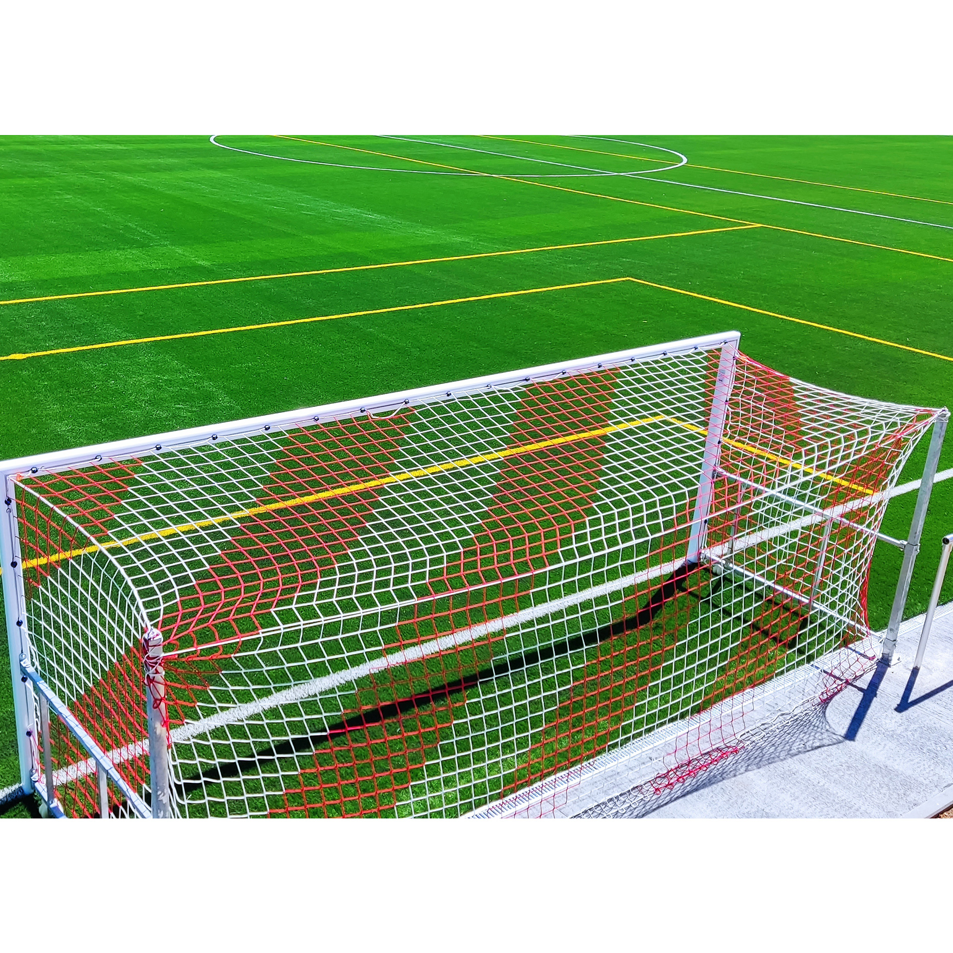 Juego de 2 redes futbol 7 4 mm polipropileno malla 120 bicolor - Imagen 2