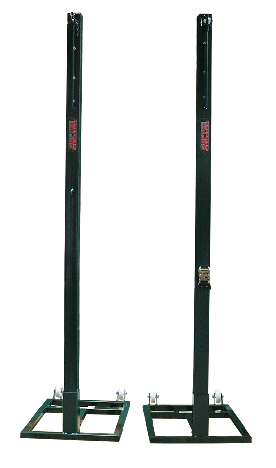 Juego postes voleibol metálicos cuadrados 80x80mm trasladables