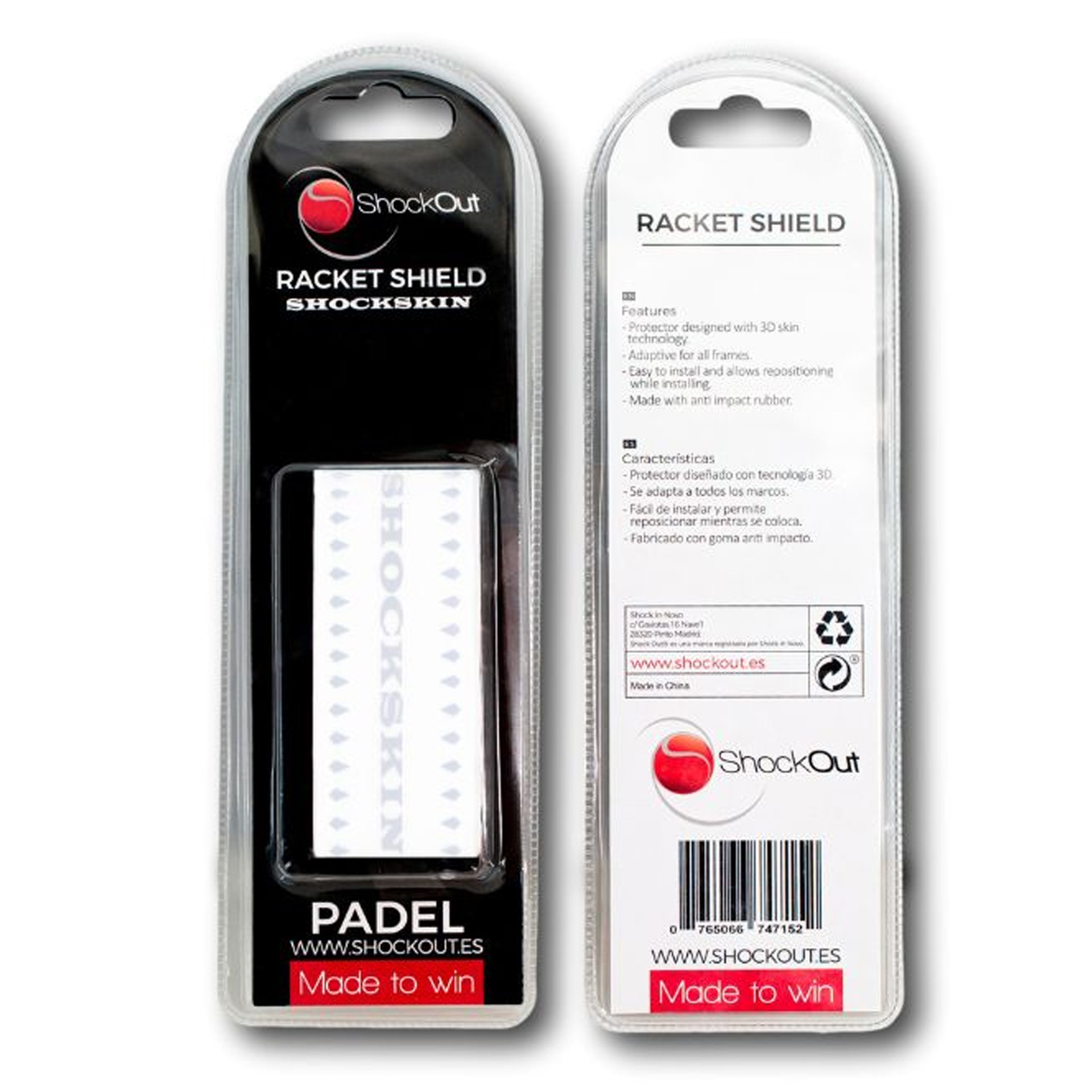 Protector de pala de pádel shockout shockskin transparente - Imagen 3