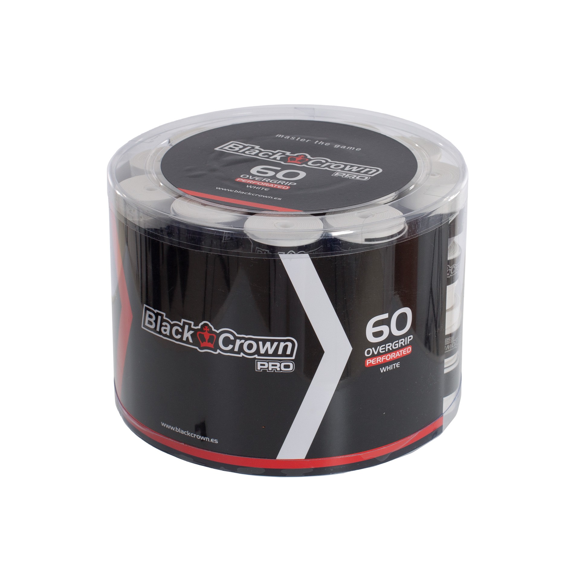 Tarro 60 overgrips black crown perforados blancos - Imagen 4