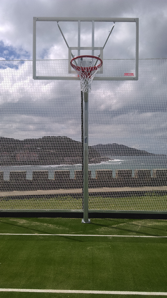 Jgo canastas galvanizadas baloncesto monotubo new tubo 114 mm fijas con base anclaje-sin tablero,aro - Imagen 3