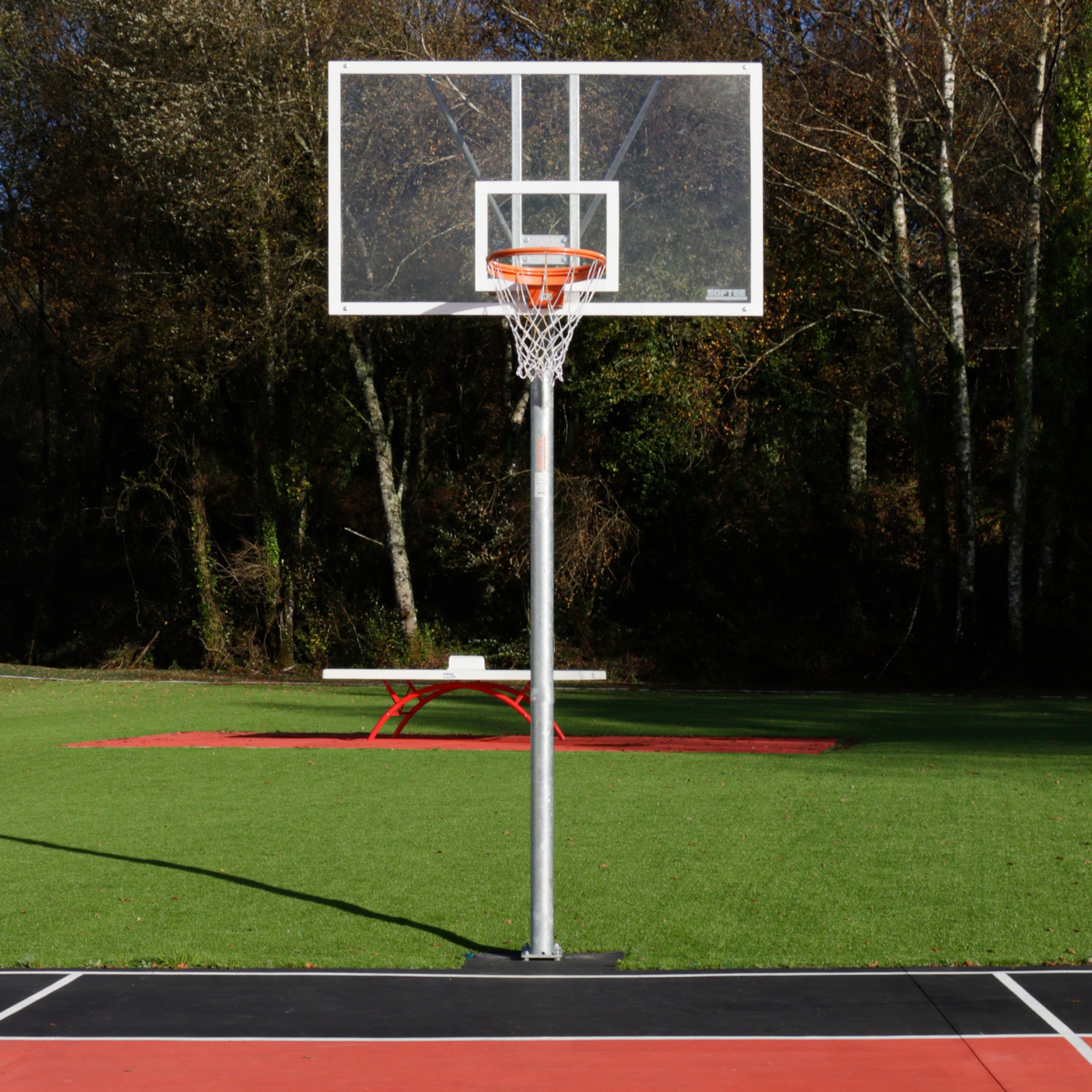 Jgo canastas galvanizadas baloncesto monotubo new tubo 114 mm fijas con base anclaje-sin tablero,aro - Imagen 6
