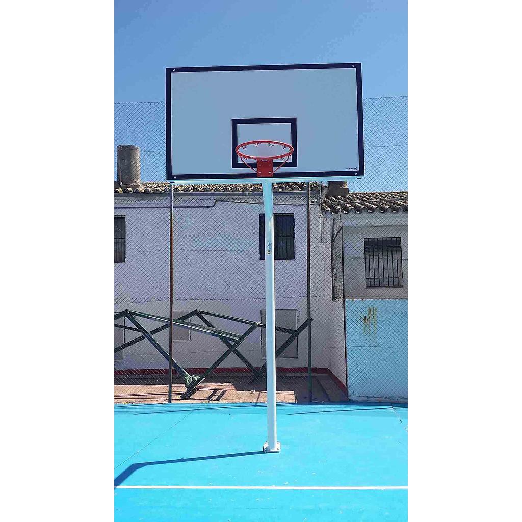 Juego de 2 canastas baloncesto monotubo new tubo 114 mm fijas  -sin tablero, aro- con base de anclaje - Imagen 4