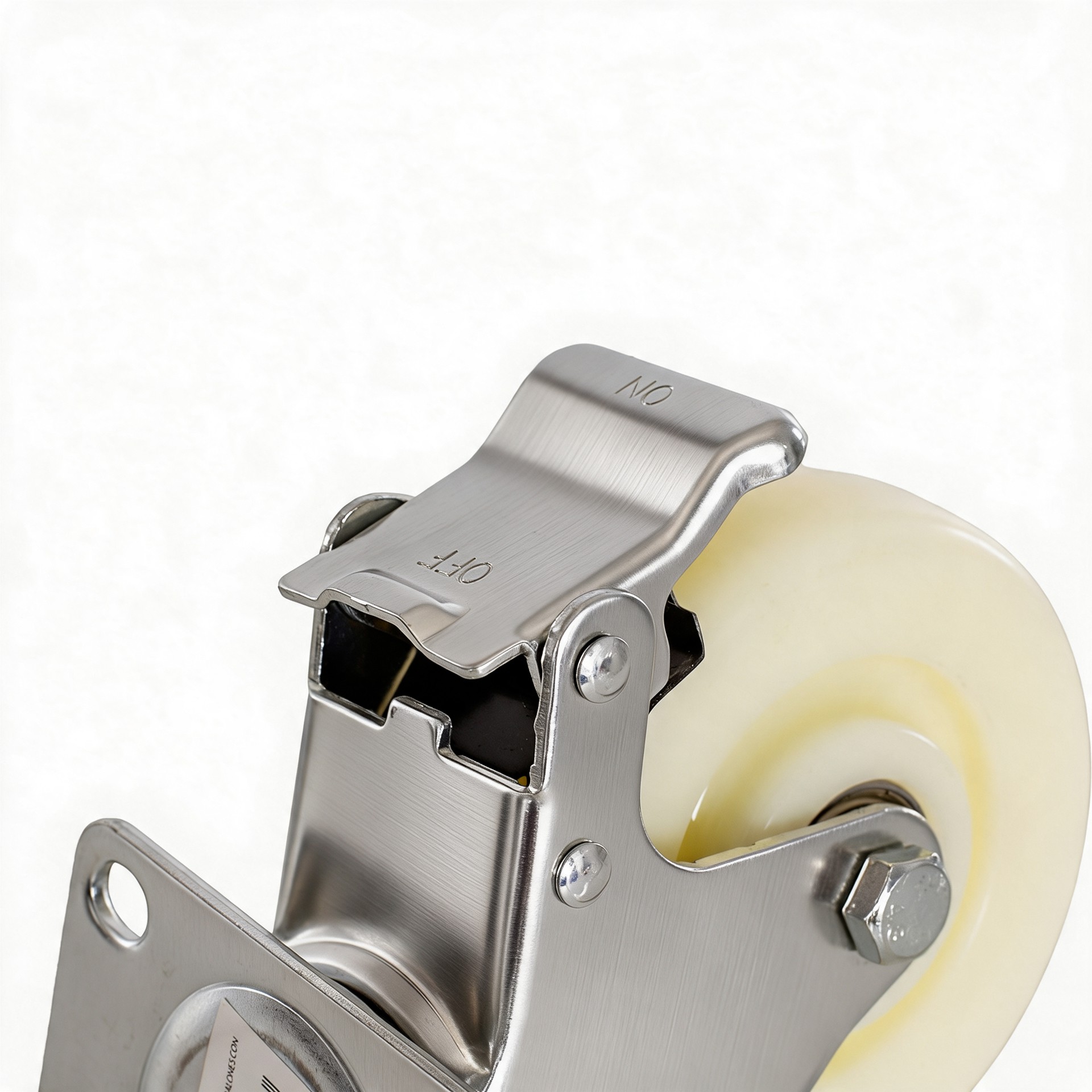Rueda de nylon y acero inox giratoria con freno - Imagen 2
