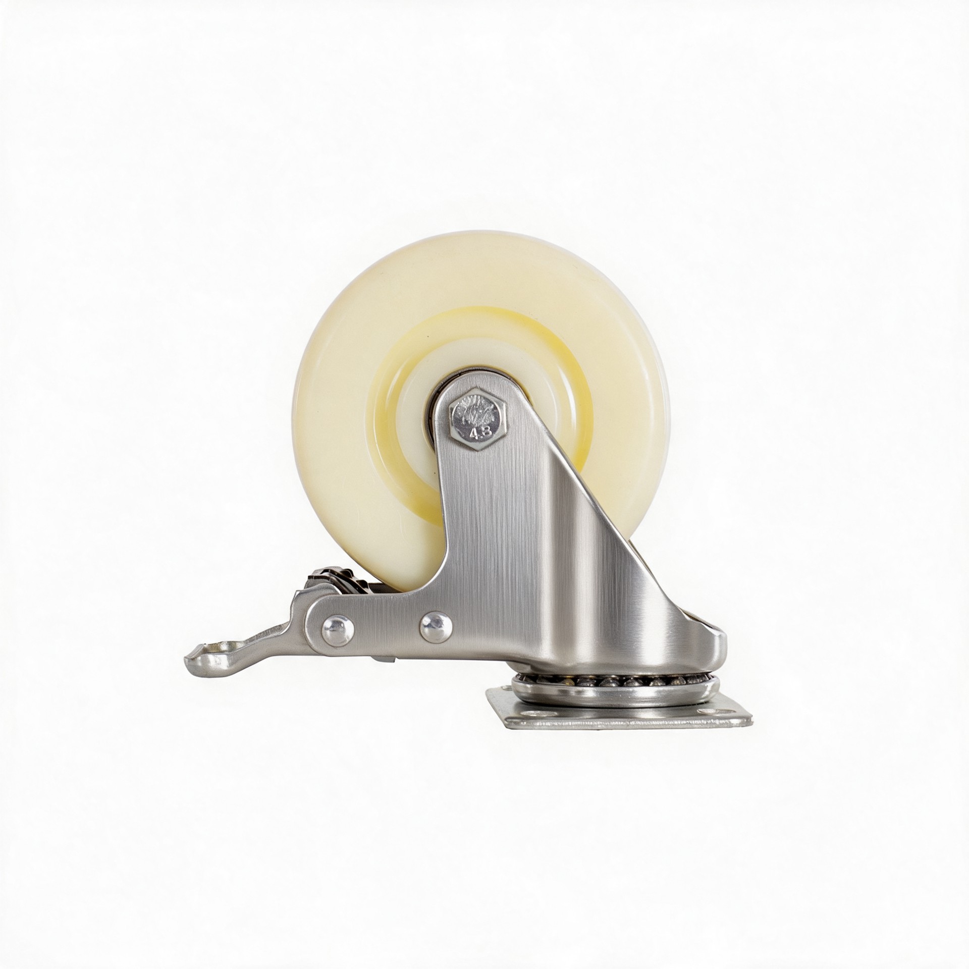 Rueda de nylon y acero inox giratoria con freno - Imagen 3